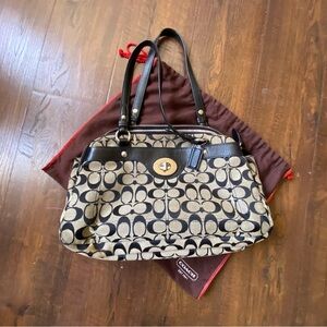 Coach Signature C Gray Black Medium Jacquard Tote Shoulder HandBag Satchel